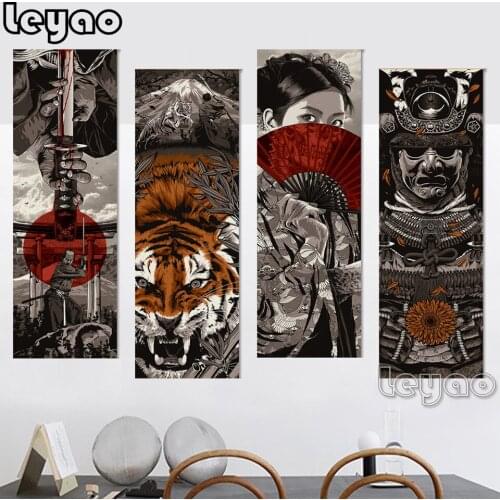 Japanese Bushido Samurai Vintage diamond painting full square round drill mosaic puzzle picture of rhinestones kit wall painting