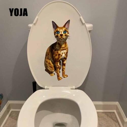 YOJA 10.8X22.8CM Intereting Wall Sticker Toilet Decal Animal Series Domestic Cats Bedroom Home Decor T5-0804