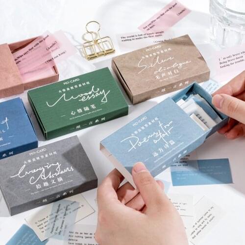 Yoofun 60 Pcs/Box Handwriting Basic All-match Neutral Matchbox Note Paper Bullet Journaling Decoration Stationery No Stickiness