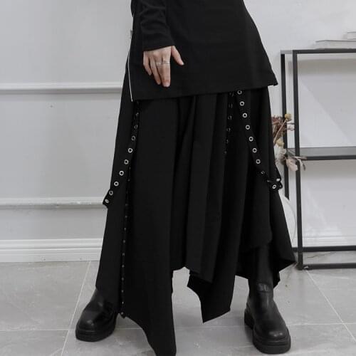 Diablo Yamamoto womens stage singers irregular skirt drop feeling wide leg trousers skirt trousers large size performance dres