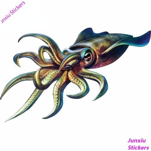 Funny Squid Fishing Waterproof Car Sticker Creative Bumper Camper Yacht Motorcycles Sunscreen Exterior Vinyl Decals PVC13x8cm