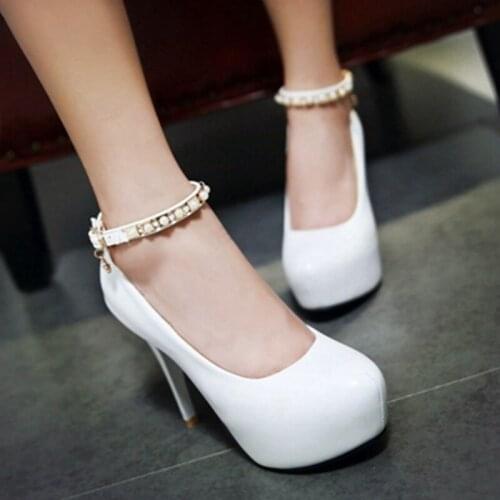 QPLYXCO Plus Size Women Shoes 44 45 Patent Leather Fashion Super High Heels(12cm) Platform Pumps Wedding Pink Heels 16-6