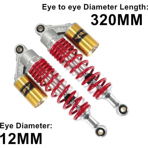 1pair Spring 7mm 320mm 12.5" Rear Air Shock Absorbers GAS Suspension Motorcycle Scooter AVT Dirt Bike Red Sliver Gold D30