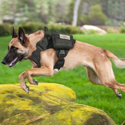 1 Pc Tactical Dog Harness For Large Medium Dogs No-pull Service Dog Vest With Molle & Loop Panels Adjustable Dog Vest Harness
