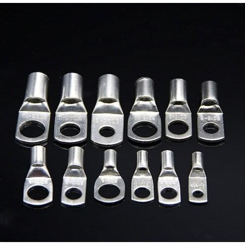 10pcs/lot SC6-35 M6/M8 4-35mm2 assorted Bolt Hole Tinned Copper Battery Lugs Ring Crimp Terminal wire welding cable connector