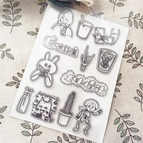 11x16CM selling Cute rabbit transparent seal clear stamps silicone seal roller stamps DIY scrapbook album / card production