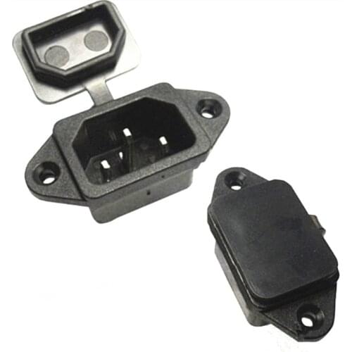 2PCS AC power socket,Fuse Switch with waterproof cover Connector pin AC Socket