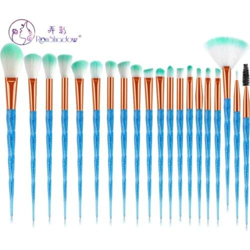 20Pcs Diamond Makeup Brushes Set Blue Gold For Eye Shadow Powder Foundation Lip Professional Cosmetic Beauty Make Up Brush