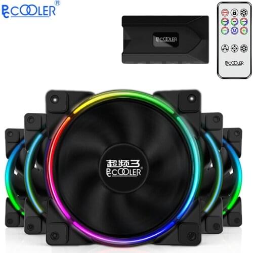 PCCooler Computer Case Cooler 120mm ARGB PWM Cooling Fan Dual Light Loop Quiet Fan 5 in 1 PC Fans with Wireless Controller