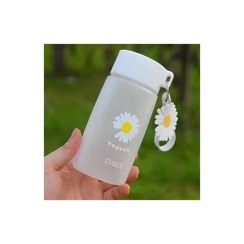 500ml Small Daisy Transparent Plastic Water Bottles BPA Free Creative Frosted Water Bottle With Portable Rope Travel Tea Cup