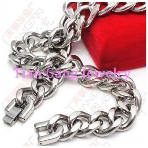 7"-40" 15mm Heavy Silver Color 316L Stainless Steel Mens Necklace Or Bracelet Choose Wholesale Jewellery
