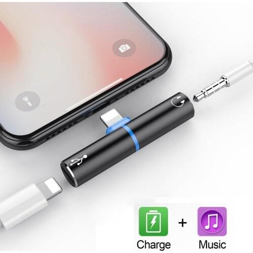 Adapter For Lightning 3.5mm Headphone Jack For iPhone X 10 8 7 Plus Adaptador For Lightning Audio Cable Charger Splitter Adapter