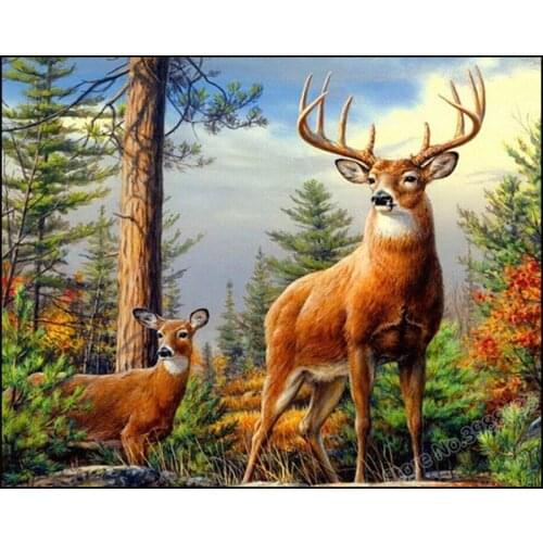 Full Square/ Round Drill 5D Diy Diamond Painting Animals Forest Deer Elk Diamond Embroidery Rhinestone Mosaic Cross Stitch Tools