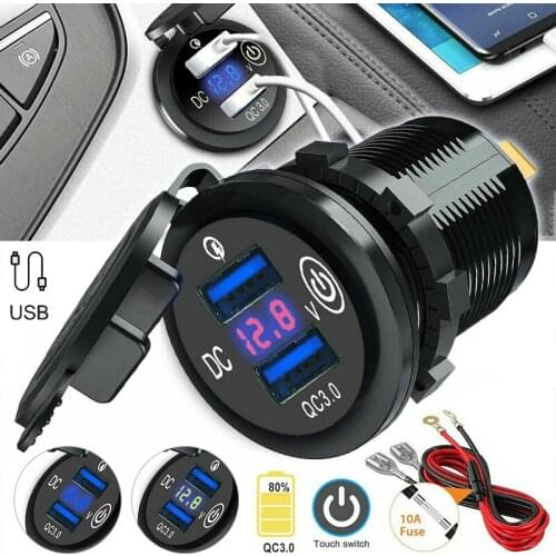 5V 3.6A Car Socket QC 3.0 Mobile Phone Fast Charging Dual USB Charger Voltmeter Display Universal Phone Car Charger Adaoters