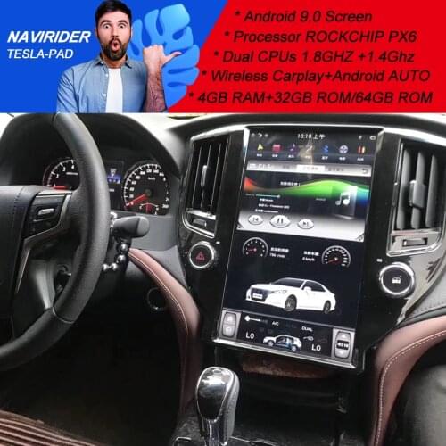 PX6 Car Screen Android 9.0 GPS Navigation Multimedia Player For Toyota Crown 2015 13.6 Inch Tesla Carplay Head Unit