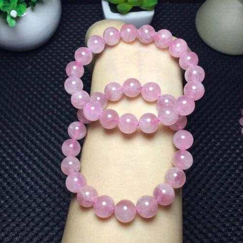 Rose quartz bracelet crystal ball beads bangle natural Gemstone bracelet reiki Healing gift