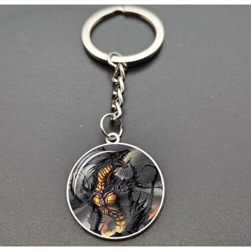 Flying dragon keychain, concave-convex glass, craft gifts, fashion flying dragon, vintage jewelry gifts