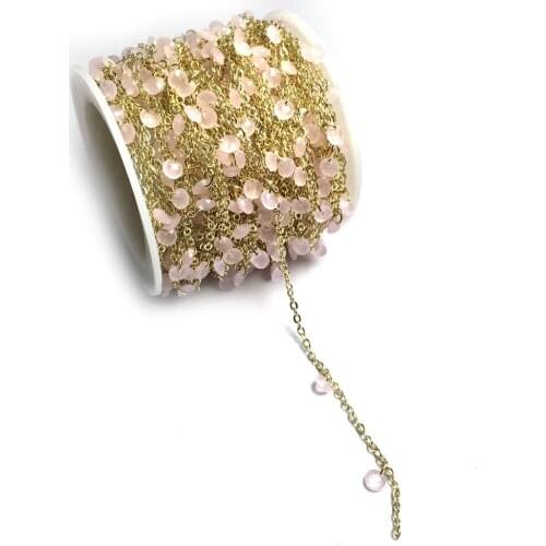 Handmade Section Crystal Copper Chains Oblate Shape For DIY Jewelry Making Pendant Bracelet Gold Wire Wrapped Chains 1Meter