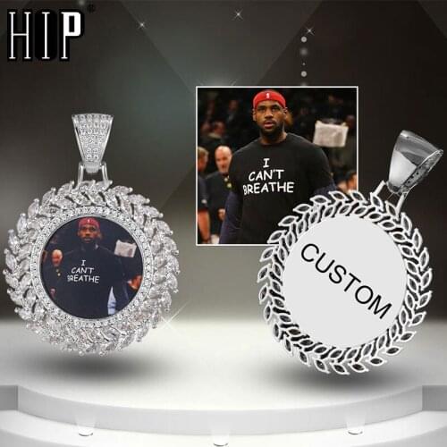 Hip Hop Big Custom Photo Bling Cubic Zircon Horse eye Stone Roundness solid chain Necklaces & Pendants For Men charm Jewelry