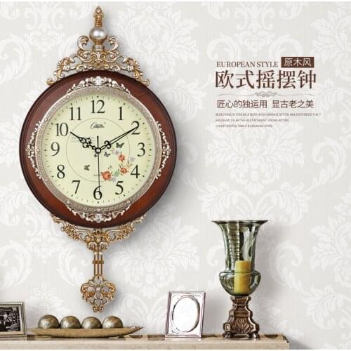Modern Design Wall Clock Creative Watch Silent European Style Retro Swing Clock Bedroom Home Vintage Household Ornaments