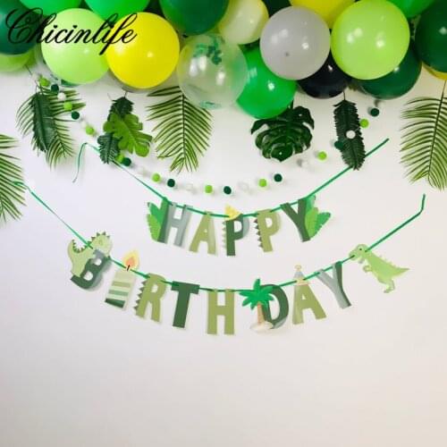 Chicinlife 1Set Dinosaur Happy 1St Birthday Bunting Party Banner Kids Baby Shower Garland Birthday Decoration Supplies