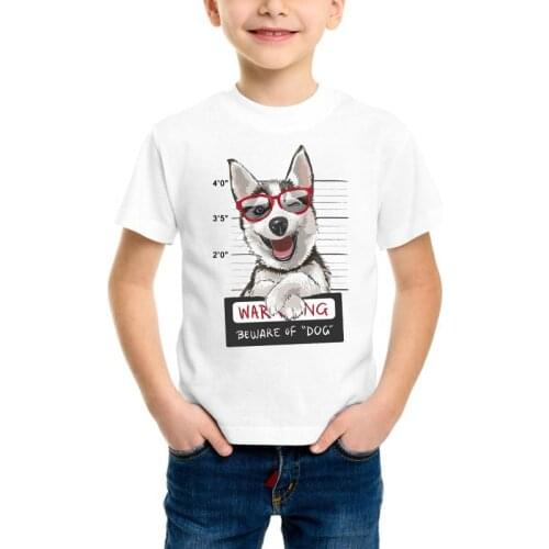 Cartoon Dog Funny Design Childrens Printed T-Shirts Boys/Girls Cute Tops Tees Kids Fashion Animal Casual Clothes Boy