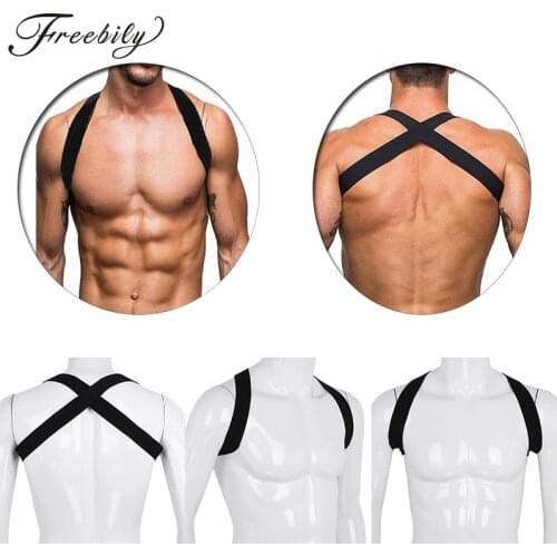 Hot Men Harness Bondage Nylon X-Shape Back Fetish Gay Bondage Chest Harness Men Wide Shoulder Harness Men Muscle Harness Belt