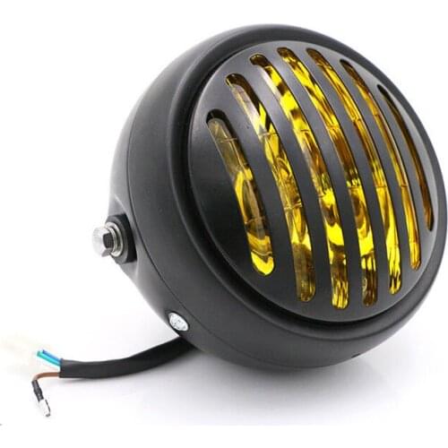 Grill Retro Side Mount Amber Headlight Lamp For Dyna Shadow Rebel Suzuki Bandit