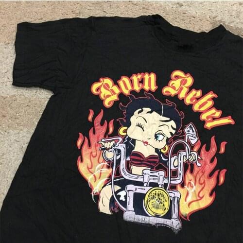 Hillbilly 80s Vintage Unisex Graphic Cool Tees Plus Size Loose Cotton Grunge Shirts Short Sleeve Round Neck Betty Boop Tshirt