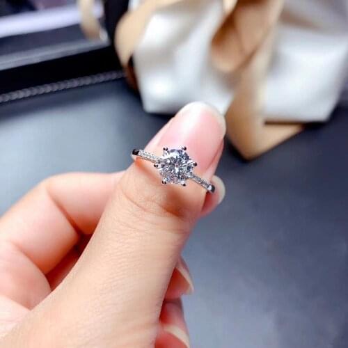 Crackling moissanite gemstone ring for women jewelry engagement ring for wedding 925 sterling silver ring birthday New Year gift