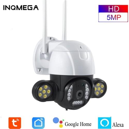 INQMEGA 5MP Tuya PTZ Camera Smart Life IP Camera WiFi Security Camera Bullet CCTV Surveillance Camera With Google Alexa