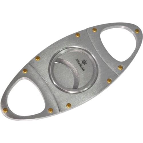 Stainless steel Pocket Cigar Cutter cutting tobacco Sharp Blade Cigar Accessories Finger Stretch Double Guillotine coupe cigare