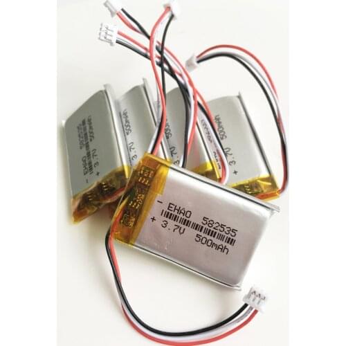 5 pcs 3.7V 500mAh lipo polymer lithium rechargeable battery + JST 1.25mm 3Pin 582535 for MP3 GPS DVD bluetooth recorder camera