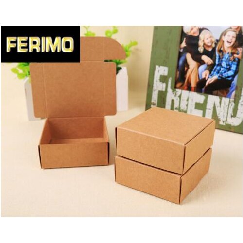 4*4*2.5cm Small kraft packing box small kraft jewelry box kraft jewelry box small brown kraft boxes