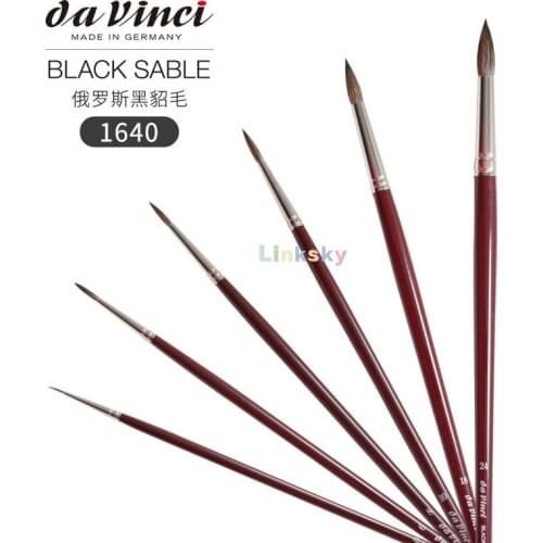 Da Vinci Oil&Acrylic Series 1640 Oil Paint Brush, Round Russian Black Sable,Excellent for Delicate Blending,Portrait and Realist