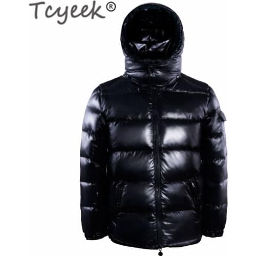 Tcyeek Fashion Winter Down Coat Male Thick Warm Down Jacket Men Coat Winter White Duck Down Jackets Short Hooded Outwear 18028