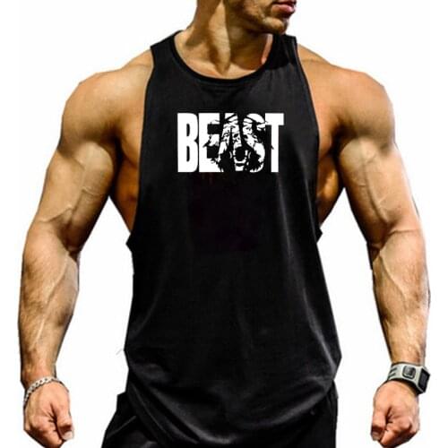 Bodybuilding Bloody Printed Cotton Mens Tank Tops Fitness Stringer shoulder strap gym vest Running Sportwear Tee shirt