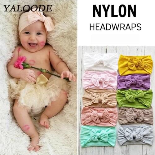 New Nylon Baby Headband For Girl Boy Elastic Hair Bands Solid Bow Infants Turban Baby Hair Accessories Newborn Photography Props