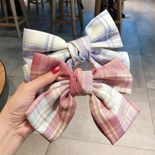 New Girl Lattice Bow Hairpin Korea INS Uniform JK Back Head Clip Barrette Headdress Horsetail Clip Women Fashion Hair Accessorie