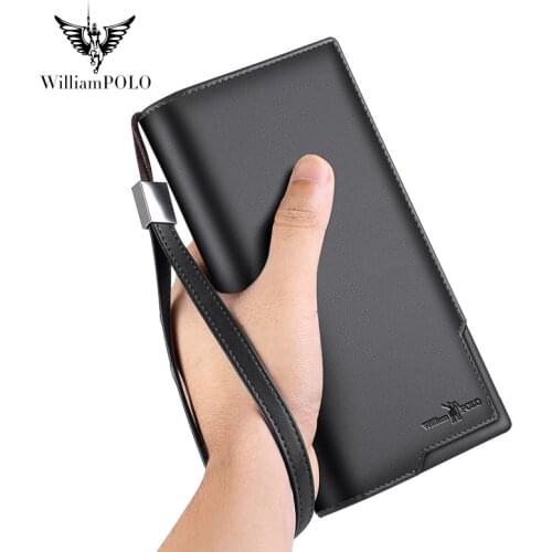 WILLIAMPOLOs new wallet mens long mens leather card bag large zipper wallet business clutch bag