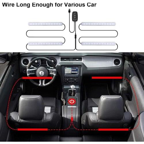 Car Atmosphere Light Foot Light USB/Cigarette Lighter Remote Control APP Interior Decorative LED Music Sound Control Lamp Strip