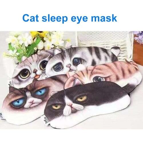 Plush Sleeping Eye Cover Cute Cat 3D Printing Night Mask For Women Aid Sleep Eyepatches Bandage Blindfold Lovely Kitty Mask Nap