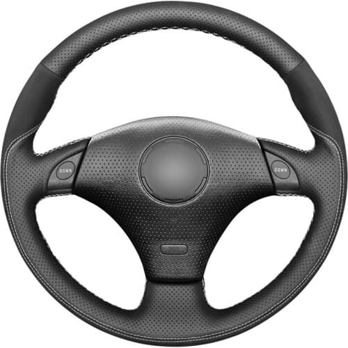 Hand Sew Black Genuine Leather Suede Car Steering Wheel Cover for Toyota RAV4 Celica Matrix MR2 Supra Voltz Caldina MR-S