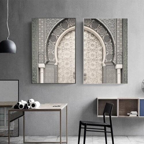 Modern Boho Style Moroccan Doors Architecture Canvas Painting Poster Prints Wall Art Pictures Dining Room Home Decor Cuadros