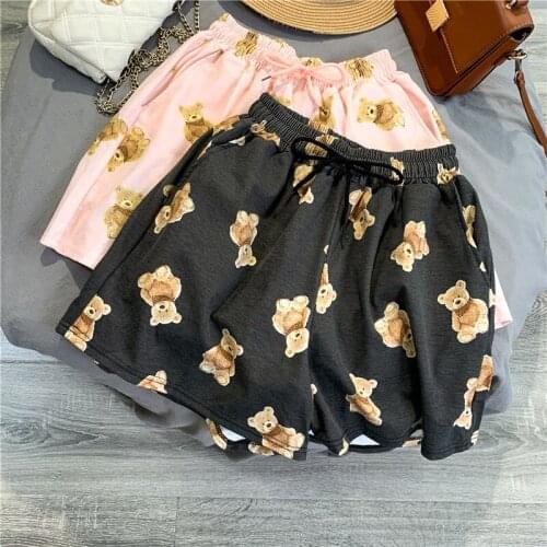 Sweatpants Body Fitness Gym Teddy Bear High Waist Womens Shorts 2021 Korean Style Loose Casual Summer Short Sport Femme Slim