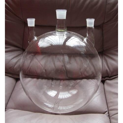 20L,Round Bottom Glass Flask,Three Necks,Center Joint 50/40,20000ml,Glass Boiling Flask,3-necks