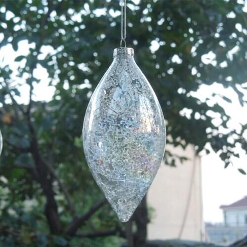 16pcs/pack 6*12cm Double-Point Shaped Glass Pendant Inner Glass Chips Ornaments Christmas Tree Decorative Glass