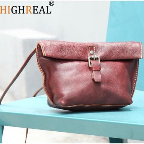 HIGHREAL Brand Genuine Leather Women Messenger Bag High Quality Cow Leather Small Crossbody Shell Bag Mini Fashion Shoulder Bag