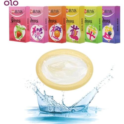 Ultra Thin Sex Toys for Men 10 Pcs/Box 6 Kinds Fruit Smooth Cock Condom Ejaculation Delayed Lubricated Condoms