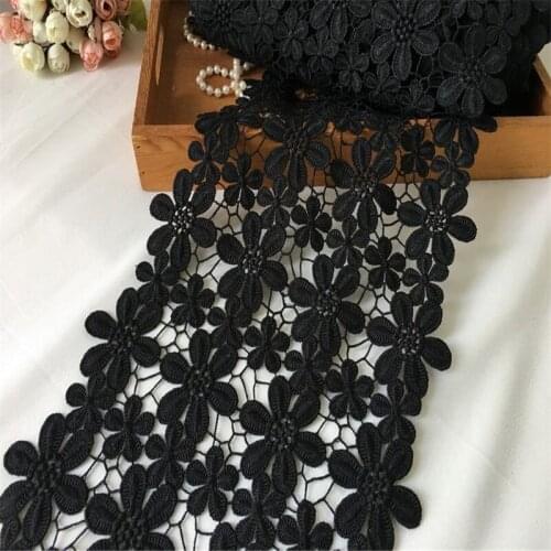 One yard Black Flower Venise Lace Venice Lace Trim Retro Hollow Crochet Style Lace Trim 8.7" wide